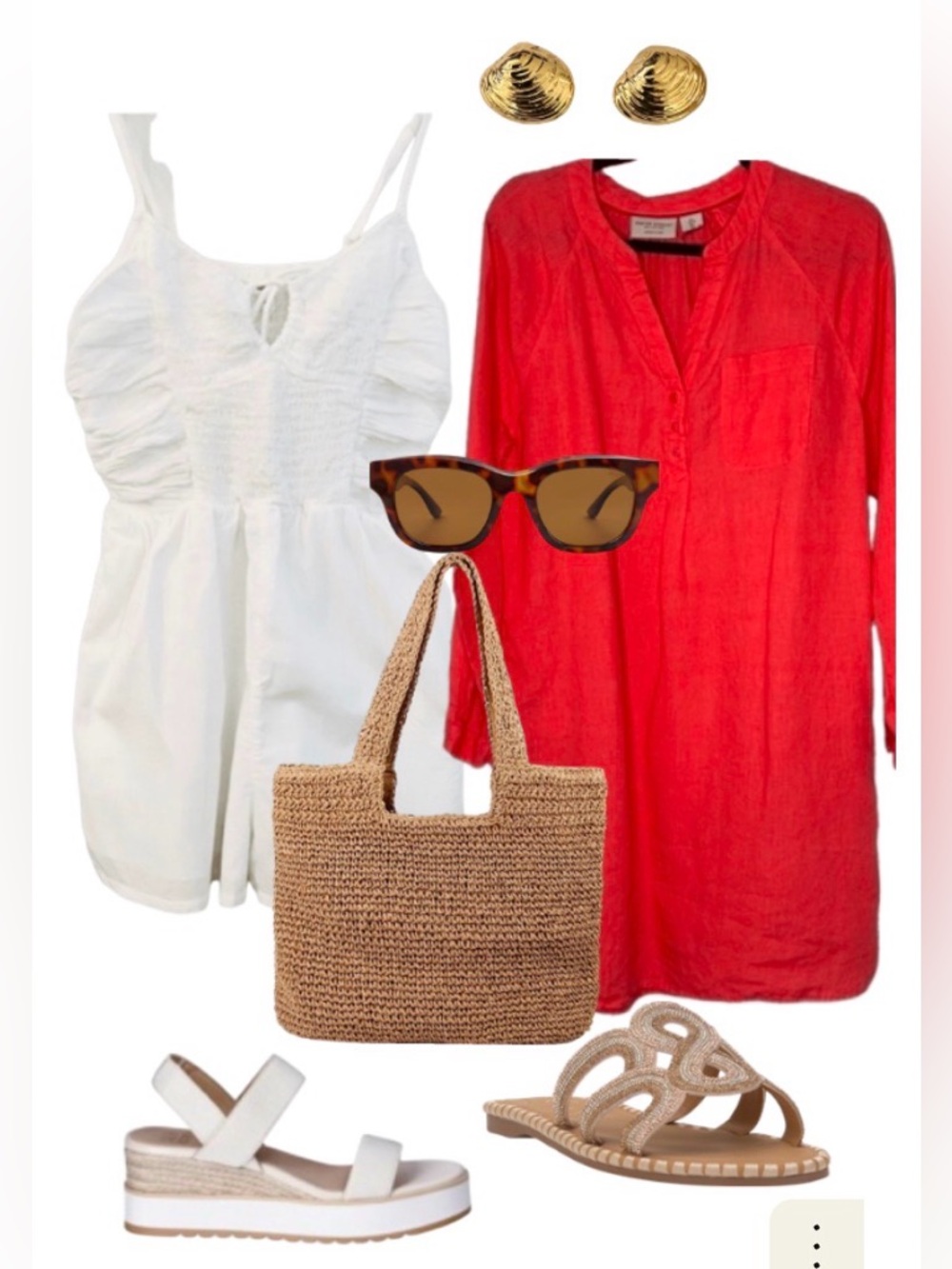 Martha Stewart Linen Henley Shirt Dress - Roll Tab Sleeve - Pockets - Coral XS - Picture 3 of 10